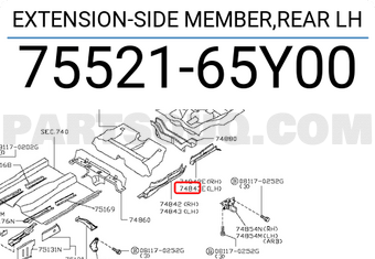 Nissan 7552165Y00 EXTENSION-SIDE MEMBER,REAR LH