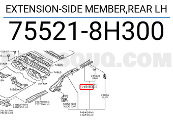 Nissan 755218H300 EXTENSION-SIDE MEMBER,REAR LH