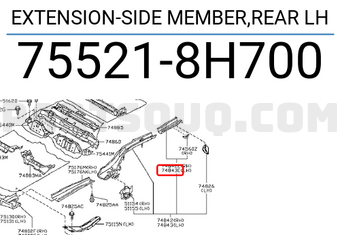 Nissan 755218H700 EXTENSION-SIDE MEMBER,REAR LH