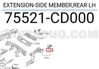 Nissan 75521CD000 EXTENSION-SIDE MEMBER,REAR LH