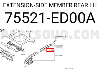 Nissan 75521ED00A EXTENSION-SIDE MEMBER REAR LH