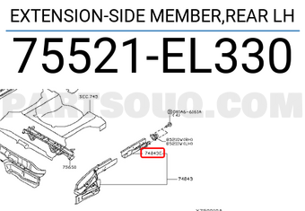 Nissan 75521EL330 EXTENSION-SIDE MEMBER,REAR LH