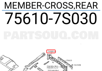 Nissan 756107S030 MEMBER-CROSS,REAR