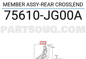 Nissan 75610JG00A MEMBER ASSY-REAR CROSS,END