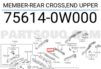 Nissan 756140W000 MEMBER-REAR CROSS,END UPPER
