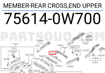 Nissan 756140W700 MEMBER-REAR CROSS,END UPPER
