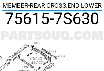 Nissan 756157S630 MEMBER-REAR CROSS,END LOWER