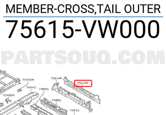 Nissan 75615VW000 MEMBER-CROSS,TAIL OUTER