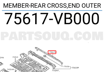 Nissan 75617VB000 MEMBER-REAR CROSS,END OUTER