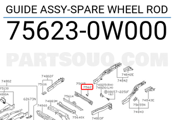 Nissan 756230W000 GUIDE ASSY-SPARE WHEEL ROD