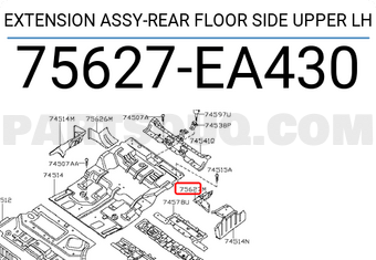 Nissan 75627EA430 EXTENSION ASSY-REAR FLOOR SIDE UPPER LH