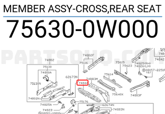 Nissan 756300W000 MEMBER ASSY-CROSS,REAR SEAT