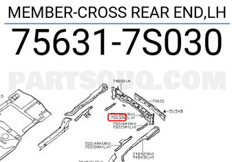 Nissan 756317S030 MEMBER-CROSS REAR END,LH