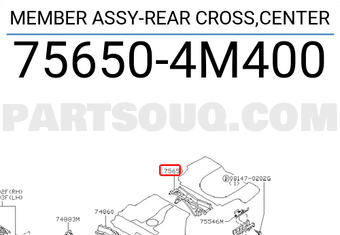 Nissan 756504M400 MEMBER ASSY-REAR CROSS,CENTER