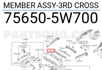 Nissan 756505W700 MEMBER ASSY-3RD CROSS