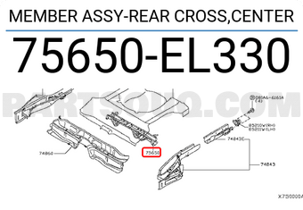 Nissan 75650EL330 MEMBER ASSY-REAR CROSS,CENTER
