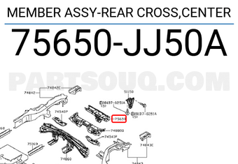 Nissan 75650JJ50A MEMBER ASSY-REAR CROSS,CENTER