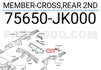 Nissan 75650JK000 MEMBER-CROSS,REAR 2ND