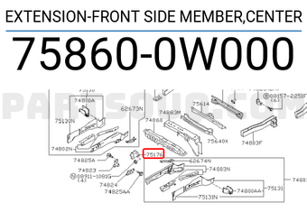 Nissan 758600W000 EXTENSION-FRONT SIDE MEMBER,CENTER