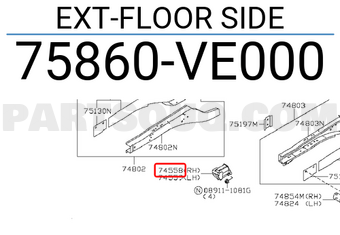 Nissan 75860VE000 EXT-FLOOR SIDE