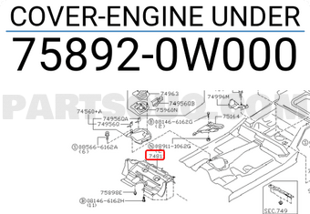 Nissan 758920W000 COVER-ENGINE UNDER