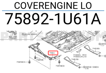 Nissan 758921U61A COVERENGINE LO