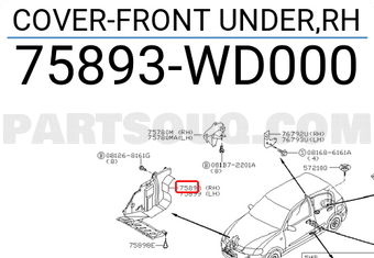 Nissan 75893WD000 COVER-FRONT UNDER,RH