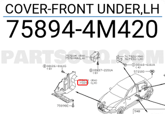 Nissan 758944M420 COVER-FRONT UNDER,LH