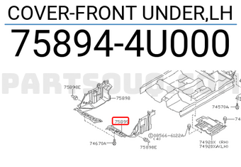 Nissan 758944U000 COVER-FRONT UNDER,LH