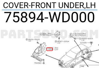 Nissan 75894WD000 COVER-FRONT UNDER,LH