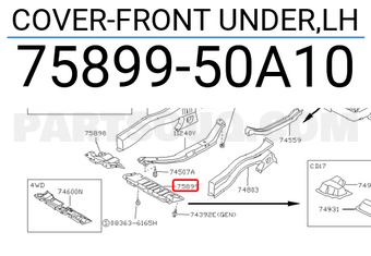 Nissan 7589950A10 COVER-FRONT UNDER,LH