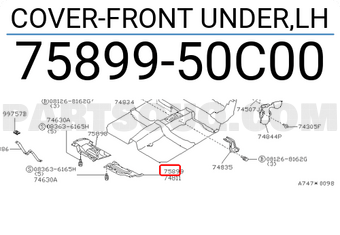 Nissan 7589950C00 COVER-FRONT UNDER,LH
