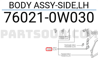 Nissan 760210W030 BODY ASSY-SIDE,LH