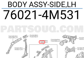 Nissan 760214M531 BODY ASSY-SIDE,LH