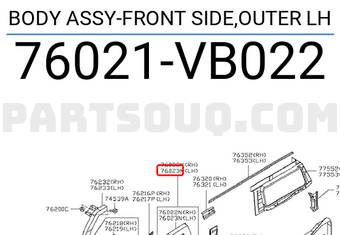 Nissan 76021VB022 BODY ASSY-FRONT SIDE,OUTER LH