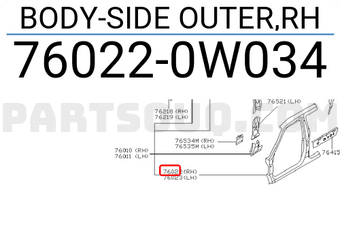Nissan 760220W034 BODY-SIDE OUTER,RH