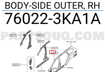 Nissan 760223KA1A BODY-SIDE OUTER, RH