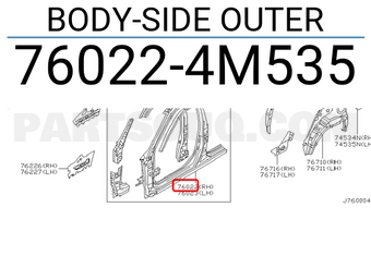 Nissan 760224M535 BODY-SIDE OUTER