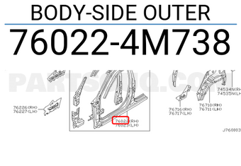 Nissan 760224M738 BODY-SIDE OUTER