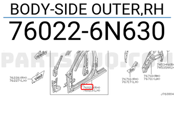 Nissan 760226N630 BODY-SIDE OUTER,RH