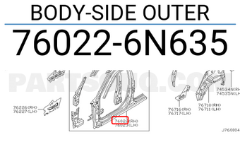 Nissan 760226N635 BODY-SIDE OUTER