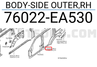 Nissan 76022EA530 BODY-SIDE OUTER,RH