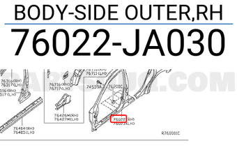 Nissan 76022JA030 BODY-SIDE OUTER,RH