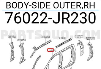 Nissan 76022JR230 BODY-SIDE OUTER,RH