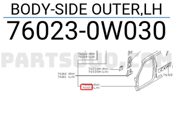 Nissan 760230W030 BODY-SIDE OUTER,LH