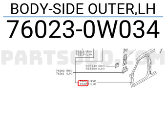 Nissan 760230W034 BODY-SIDE OUTER,LH