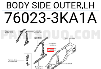 Nissan 760233KA1A BODY SIDE OUTER,LH
