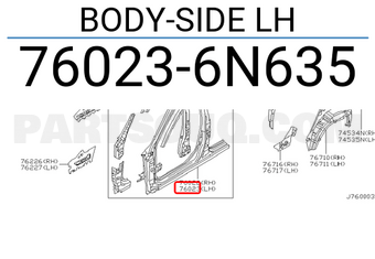 Nissan 760236N635 BODY-SIDE LH