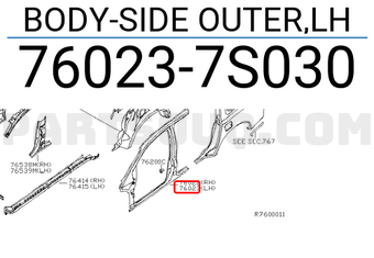 Nissan 760237S030 BODY-SIDE OUTER,LH