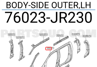 Nissan 76023JR230 BODY-SIDE OUTER,LH